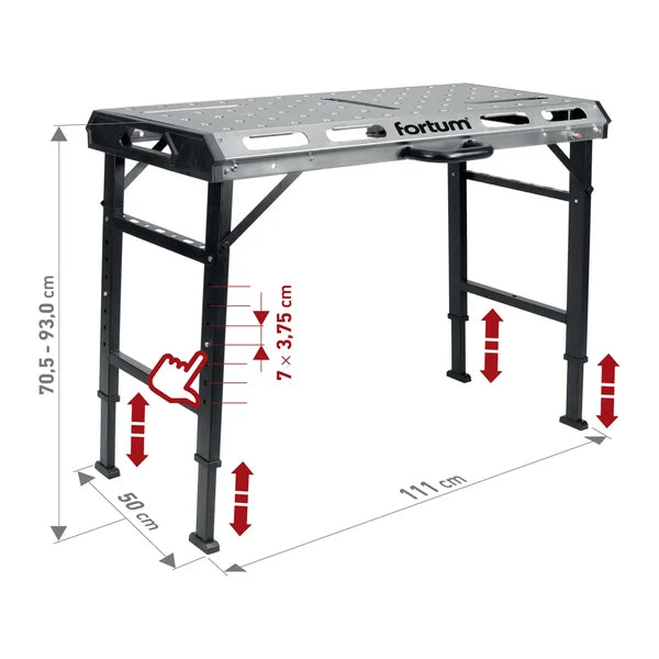Portable welding stand, adjustable and foldable (705–930 mm)