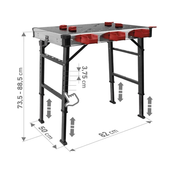 Portable, Adjustable Workbench - 850x600mm - 450kg load capacity